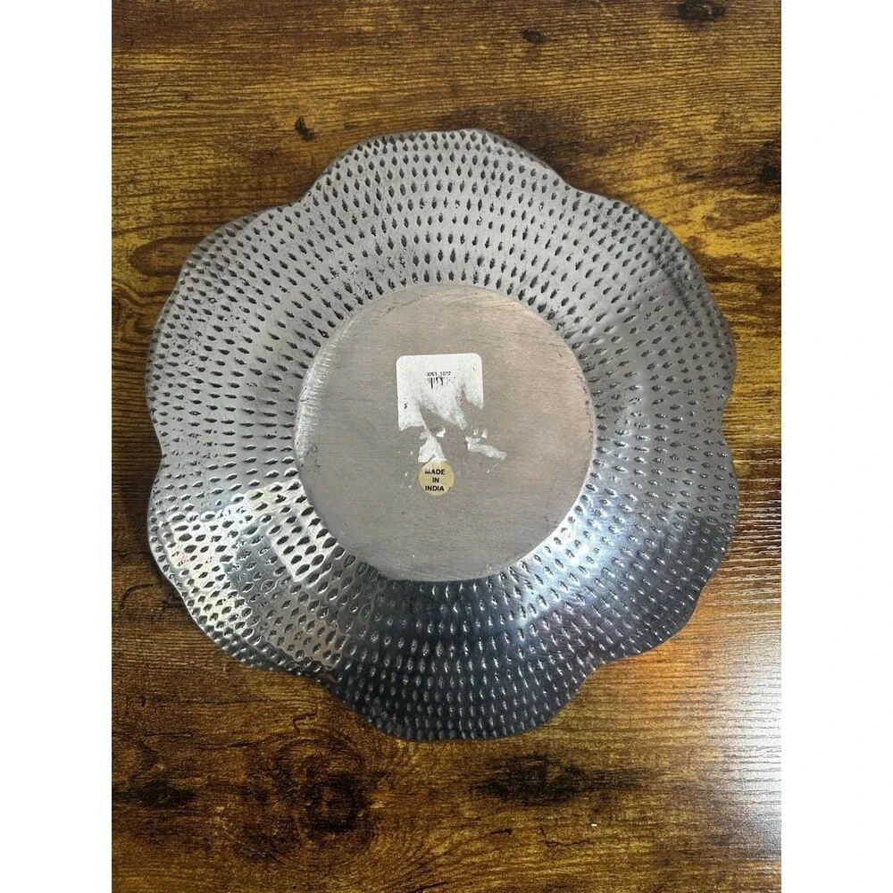 Vintage Hand Hammered Aluminum Elephant Bowl Tray India Safari Decor 9.75”